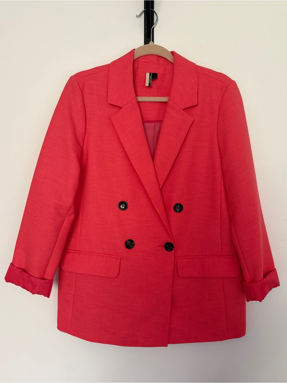 Top Shop Women’s Double-Breasted Hot Pink Coral Blazer